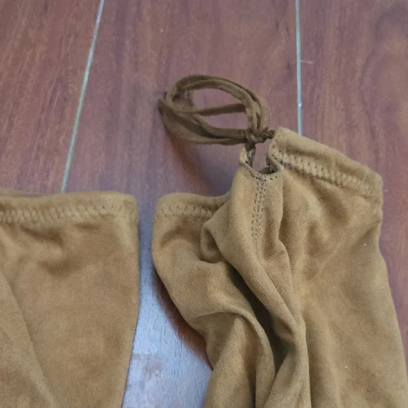 Women's Over-the-Knee Suede Pointed-Toe Stiletto Boots - Tan - Picture 3 of 3